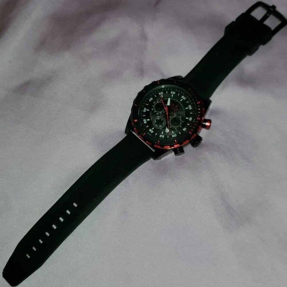 Victory Instruments‎ 8229 Chronograph Black & Red 3 Subdials Men's Large Watch